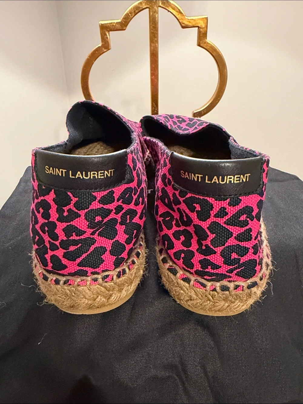 Saint Laurent Leopard Print Espadrille Flats + dust bag